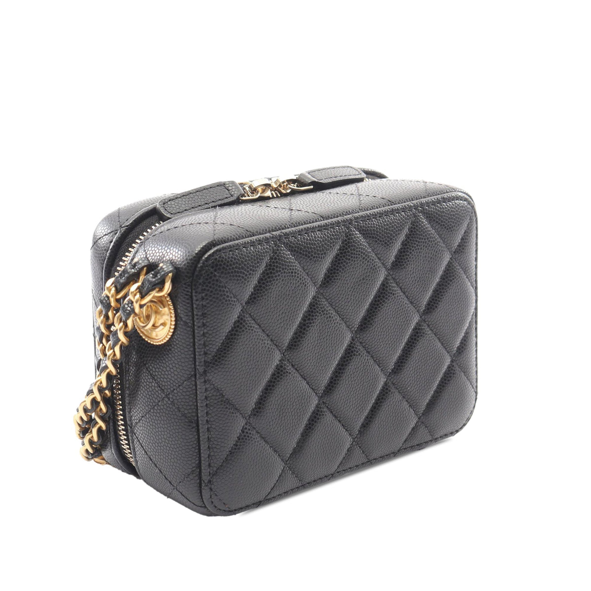Chanel Mini Quilted Caviar Twist Your Buttons Camera Bag — Black
