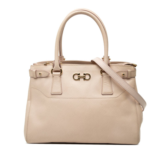 Ferragamo Medium Leather Gancini Beky Satchel