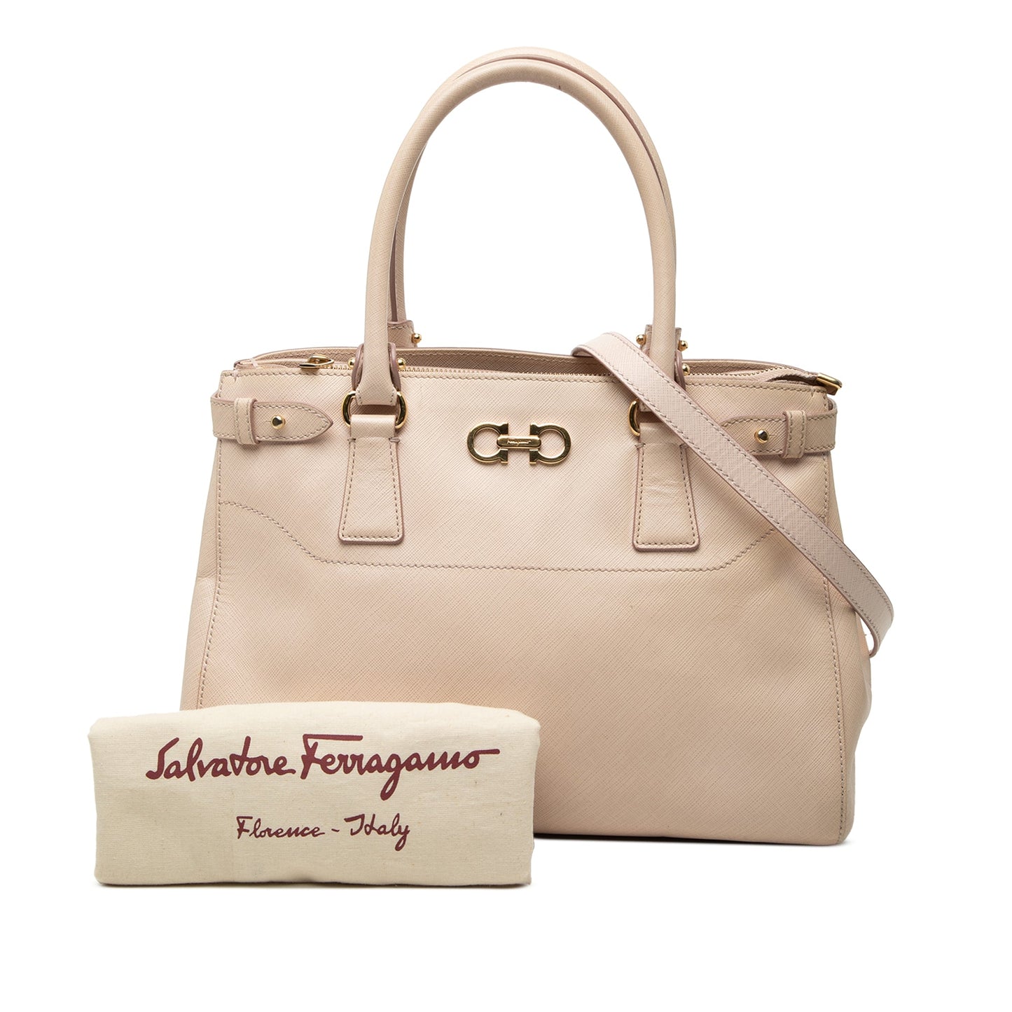 Ferragamo Medium Leather Gancini Beky Satchel