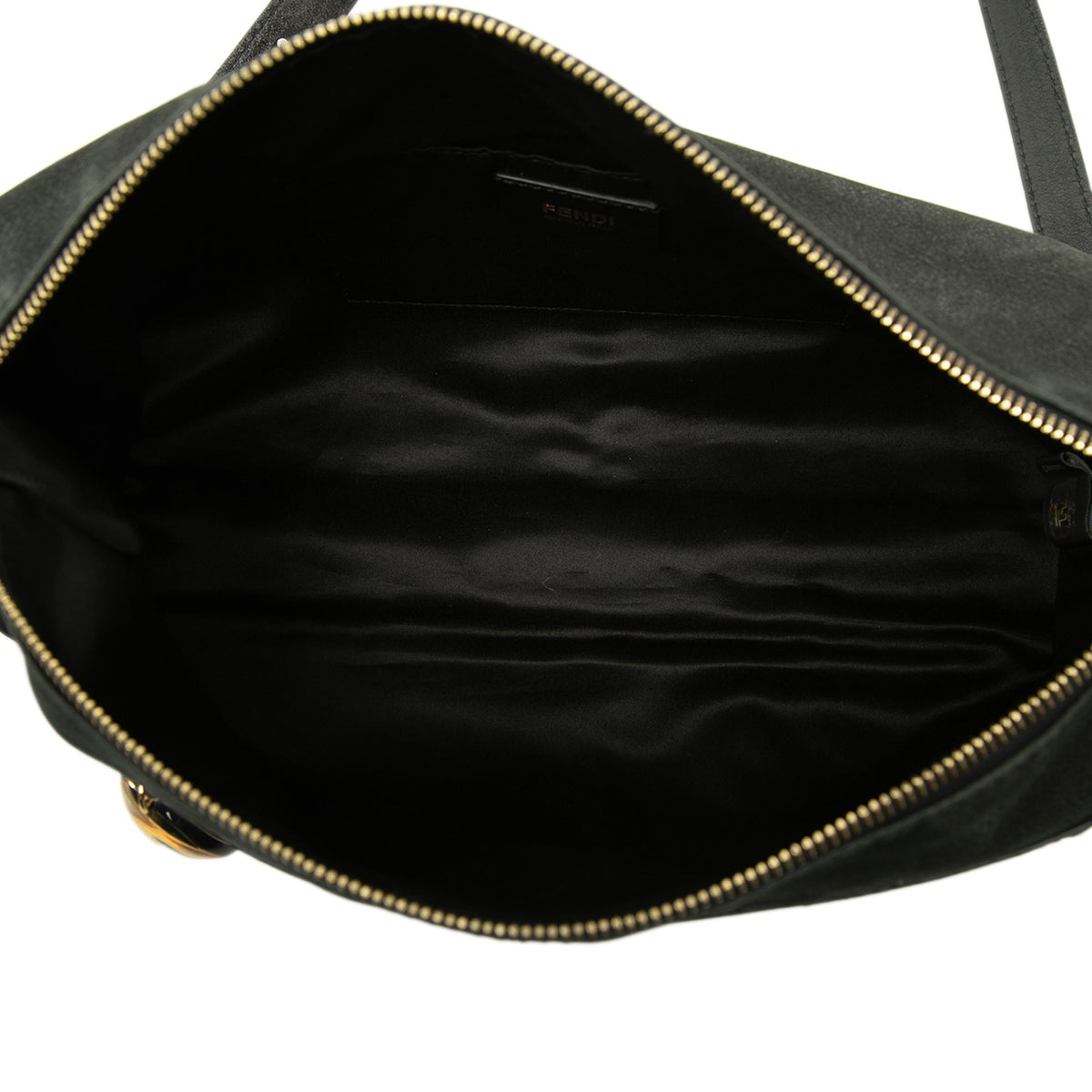 Fendi Metallic Calfskin Vitello Savana Forever Crossbody — Black