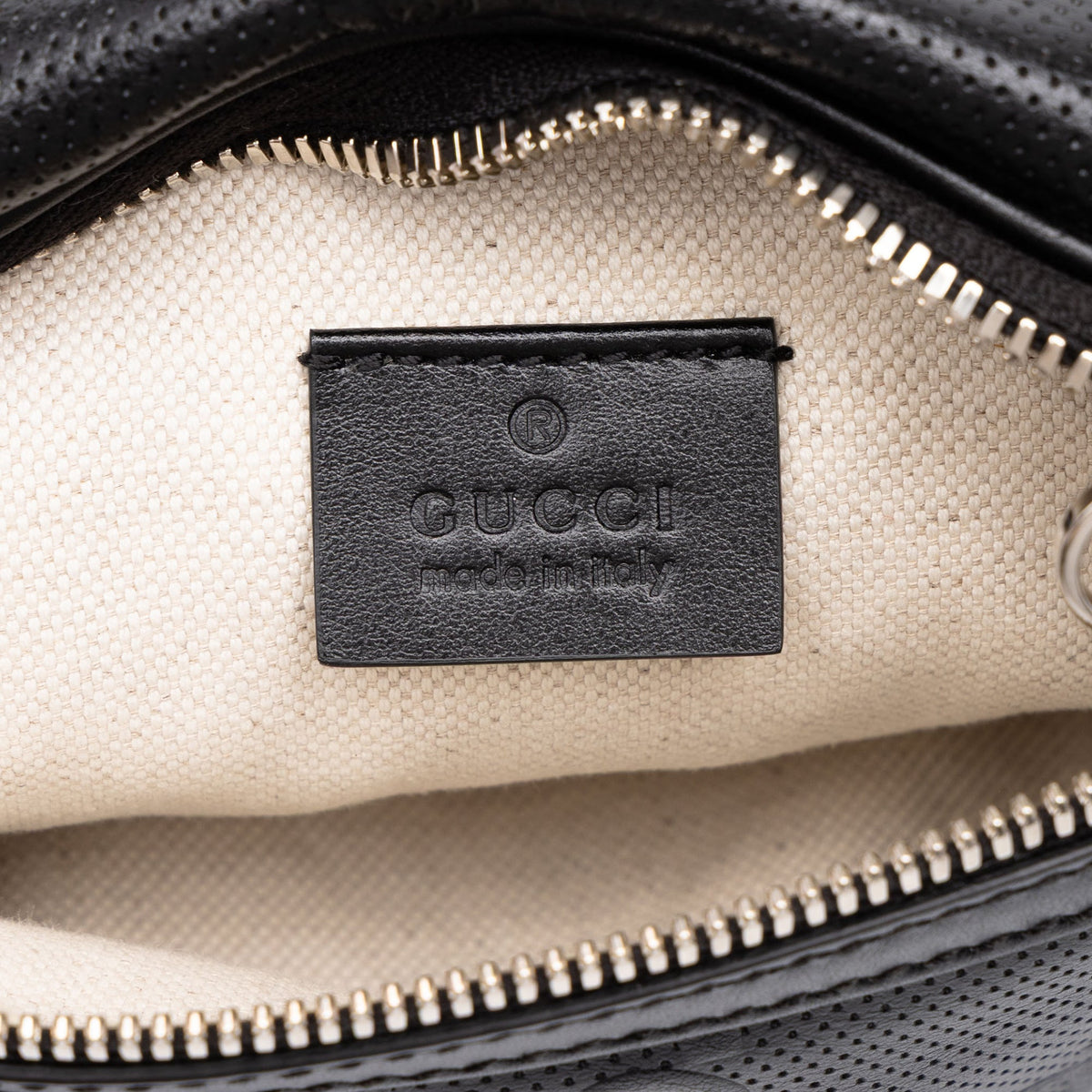 Gucci GG Embossed Perforated Calfskin Belt Bag — Black