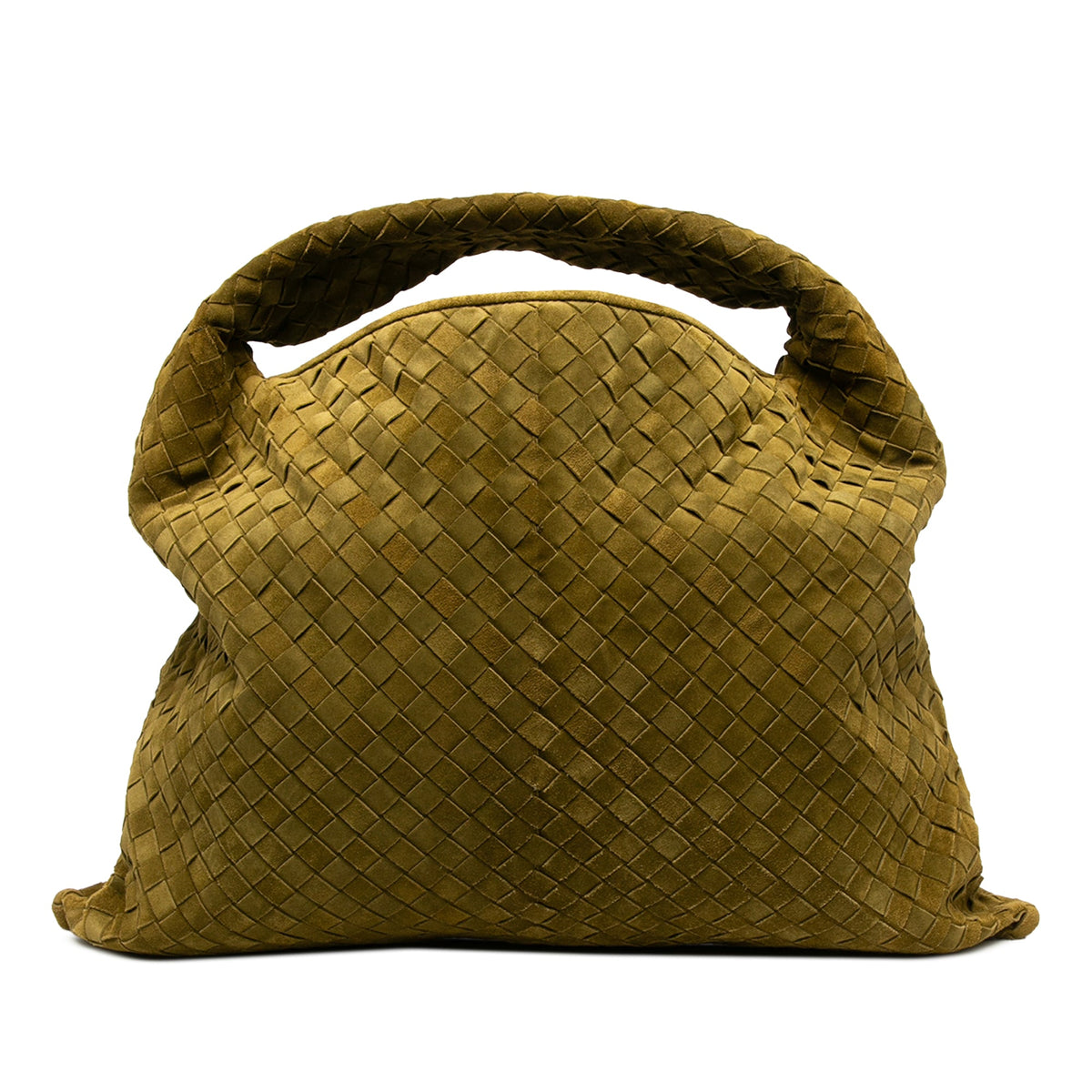 Bottega Veneta Large Suede Intrecciato Hop Hobo — Green