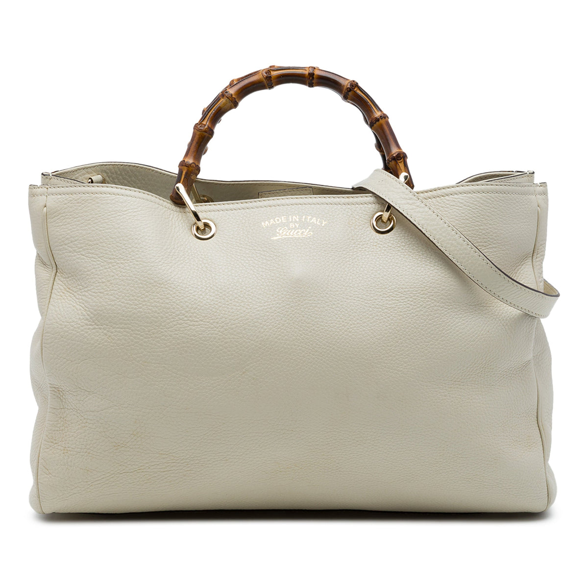 Gucci Large Calfskin Bamboo Shopper Satchel — Brown