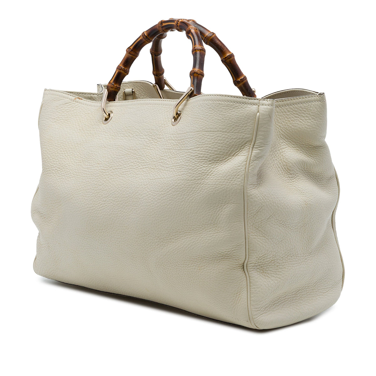 Gucci Large Calfskin Bamboo Shopper Satchel — Brown
