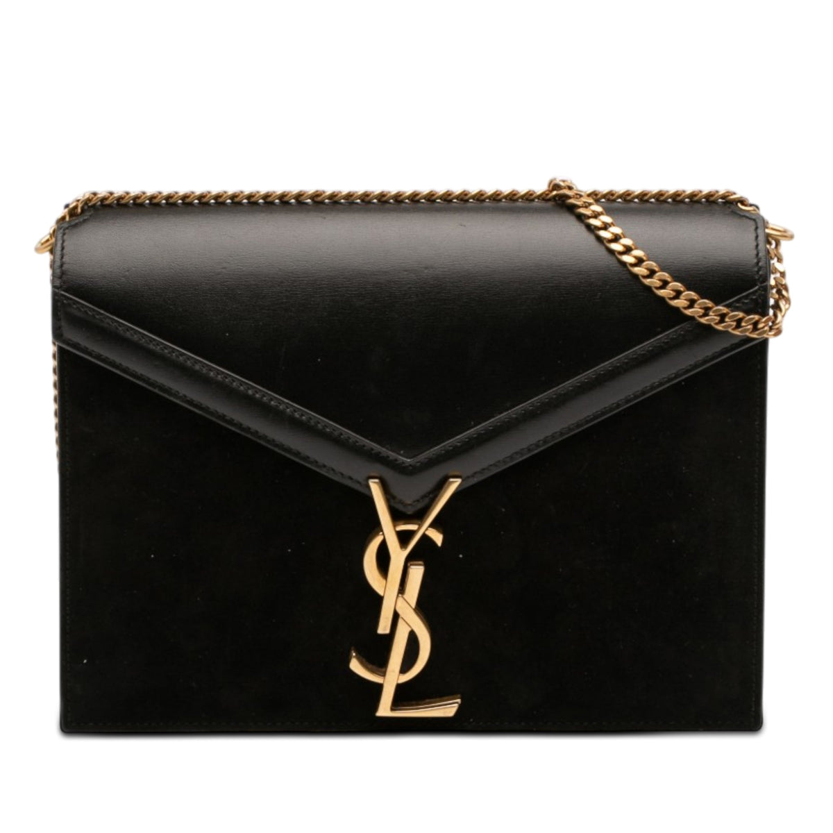 Saint Laurent Suede and Calfskin Monogram Cassandra Clasp Bag