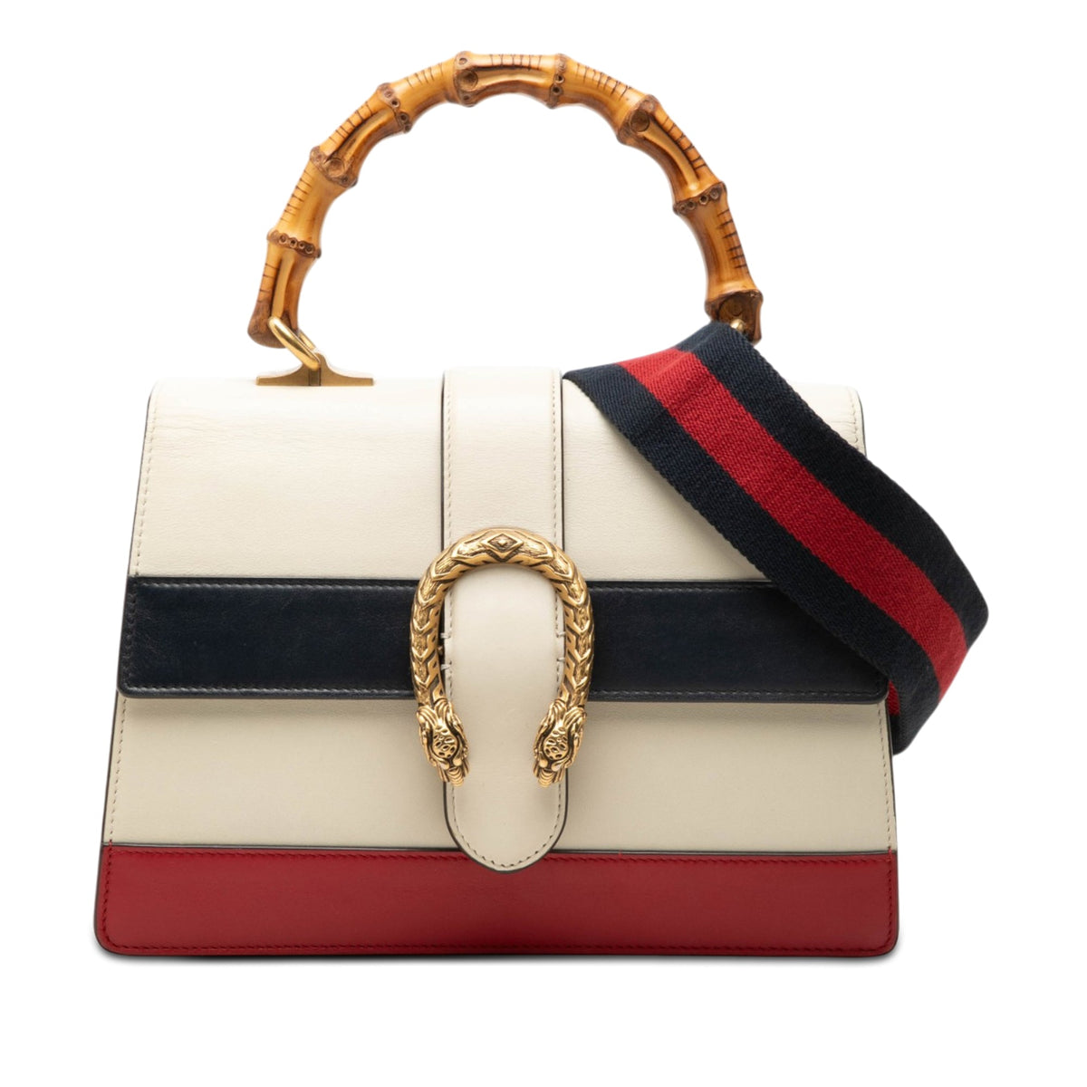 Gucci Medium Leather Bamboo Dionysus Web Satchel