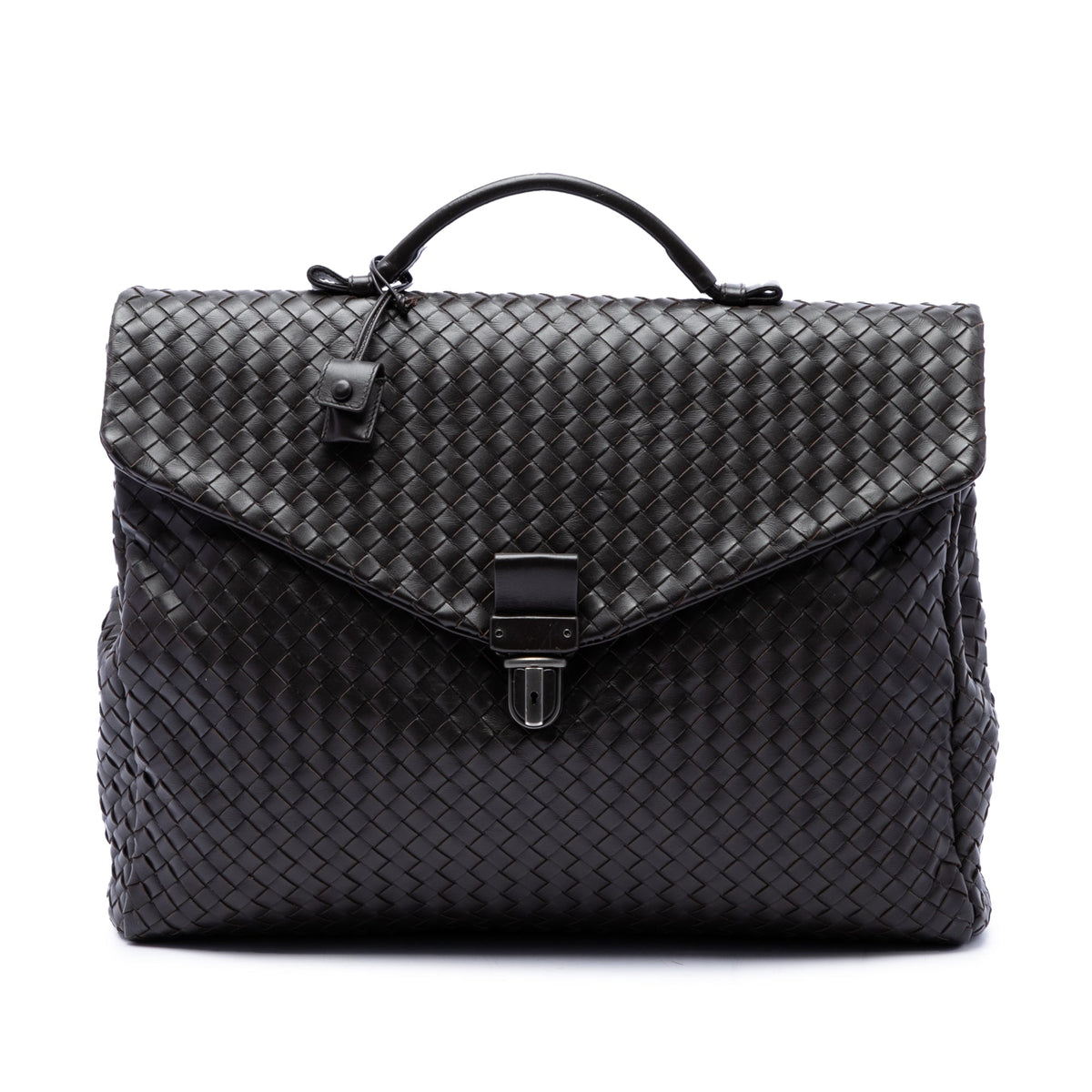 Bottega Veneta Nappa Intrecciato Business Bag — Brown
