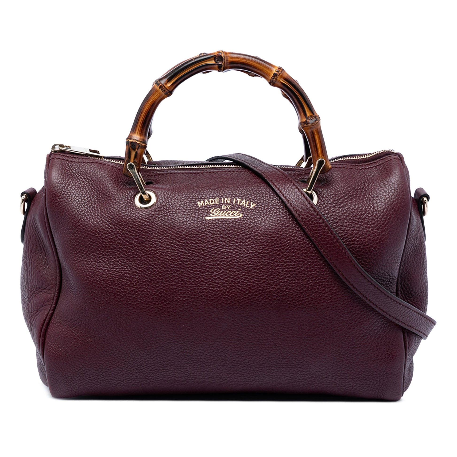 Gucci Medium Calfskin Bamboo Shopper Boston Bag