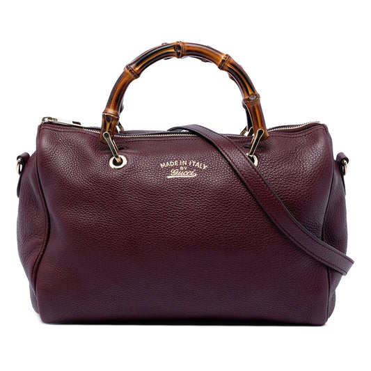 Gucci Medium Calfskin Bamboo Shopper Boston Bag
