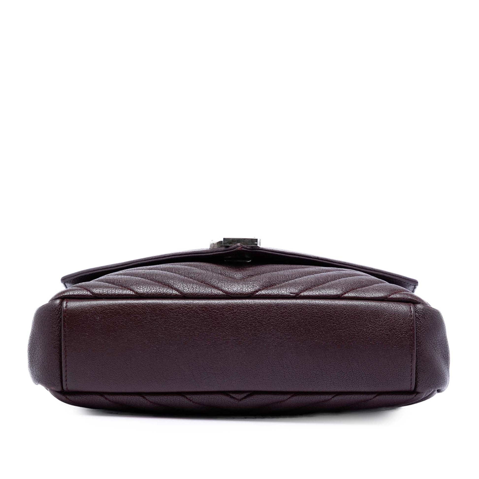 Saint Laurent Medium Chevron Sheepskin Monogram College Satchel