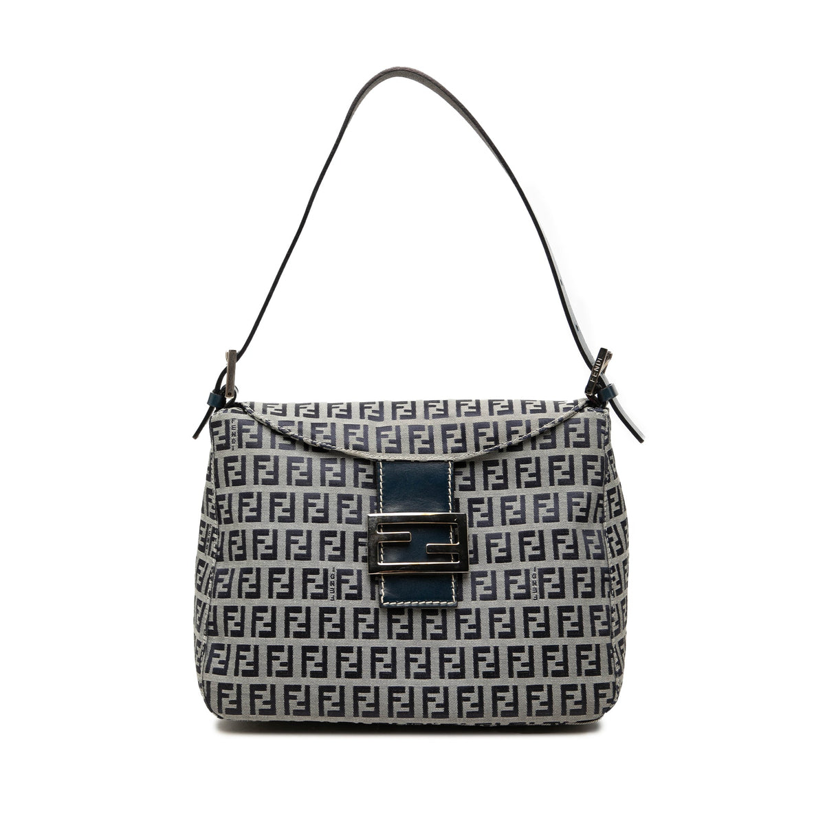 Fendi Zucchino  Canvas Double Flap Mamma — Gray