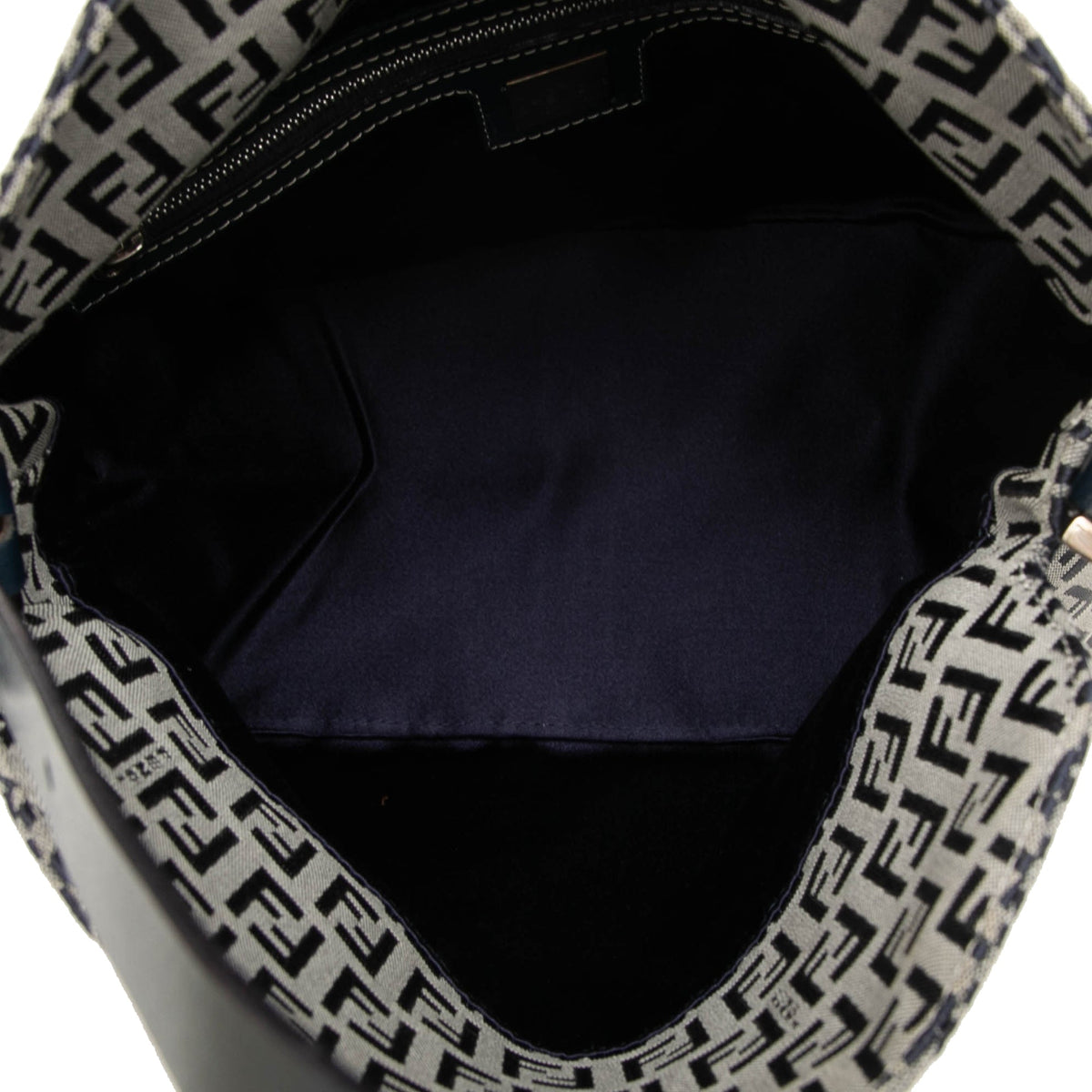 Fendi Zucchino  Canvas Double Flap Mamma — Gray