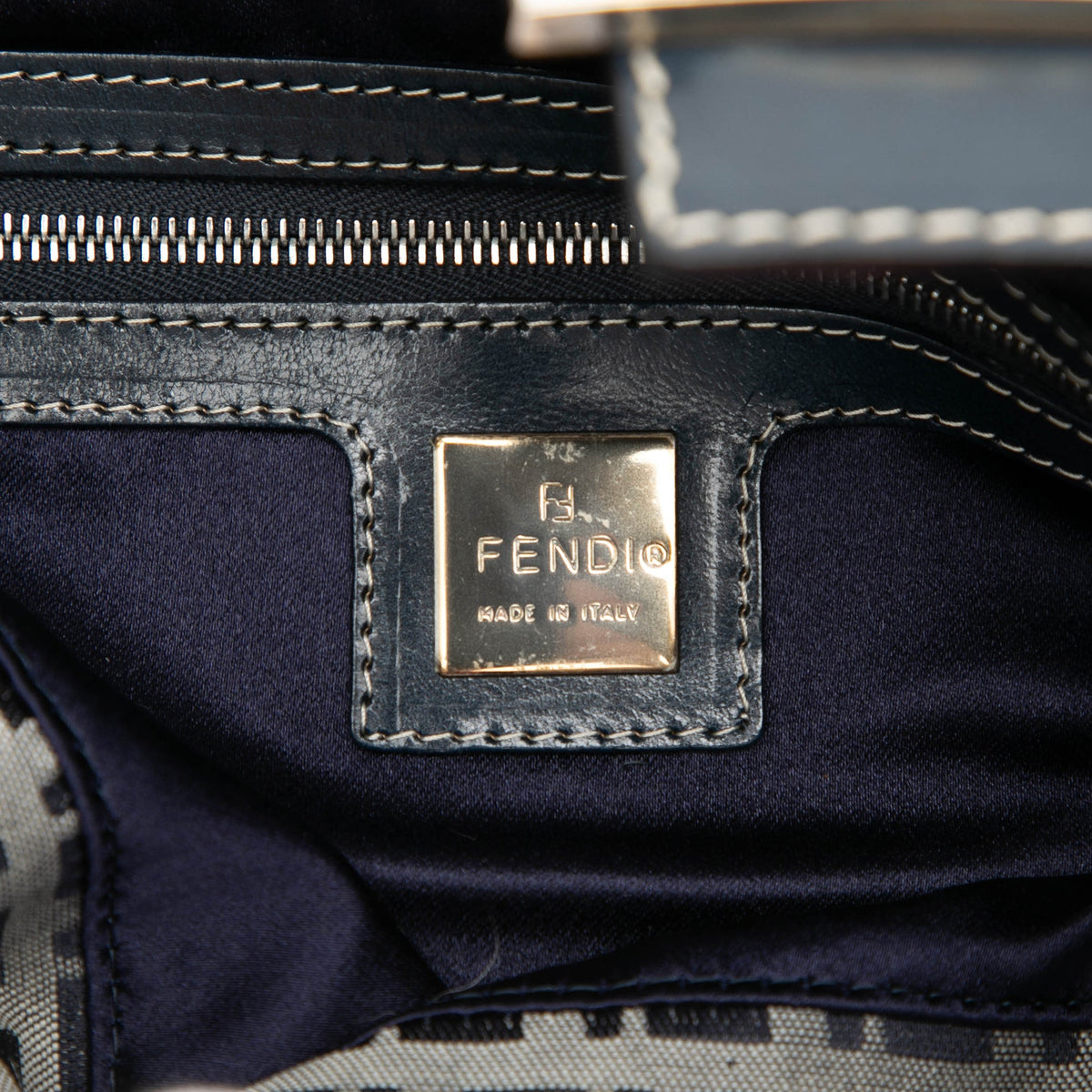 Fendi Zucchino  Canvas Double Flap Mamma — Gray