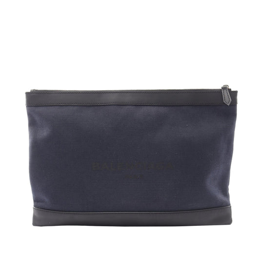 Balenciaga Canvas Navy Clip Clutch L