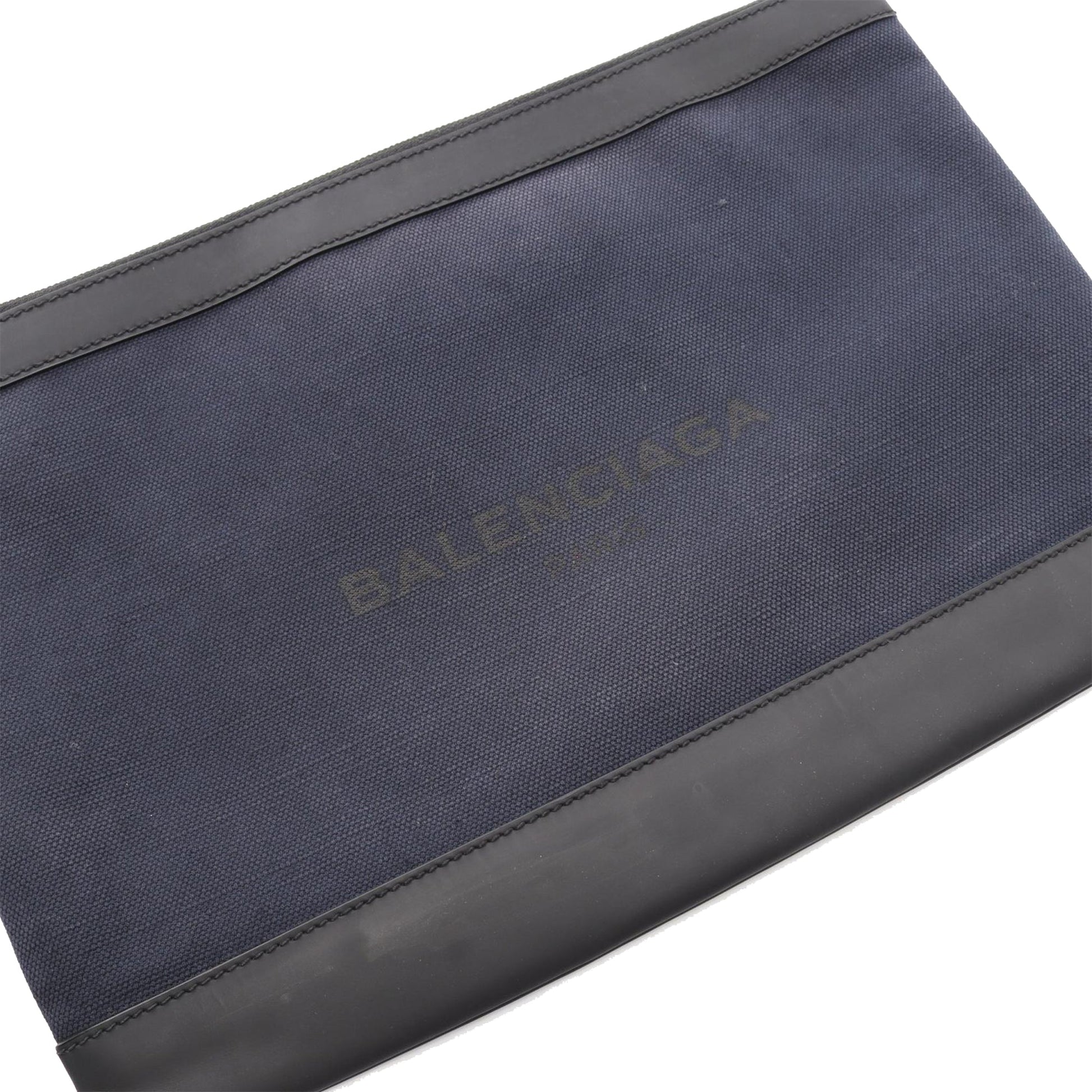 Balenciaga Canvas Navy Clip Clutch L