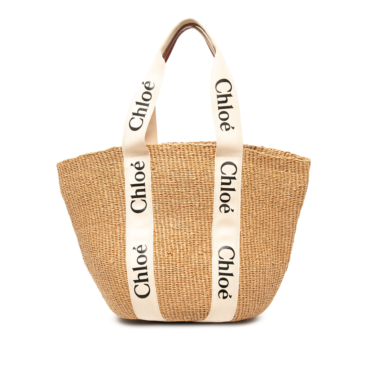 Chloé Raffia Woody Basket Tote — Beige