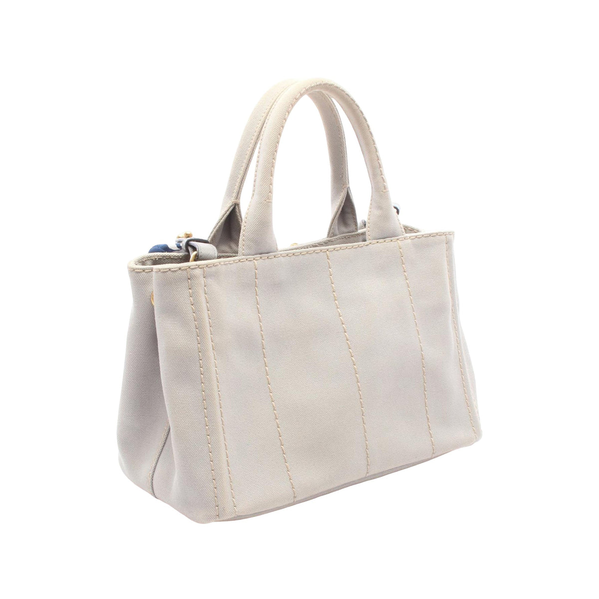 Prada Small Canvas Canapa Logo Tote — Gray