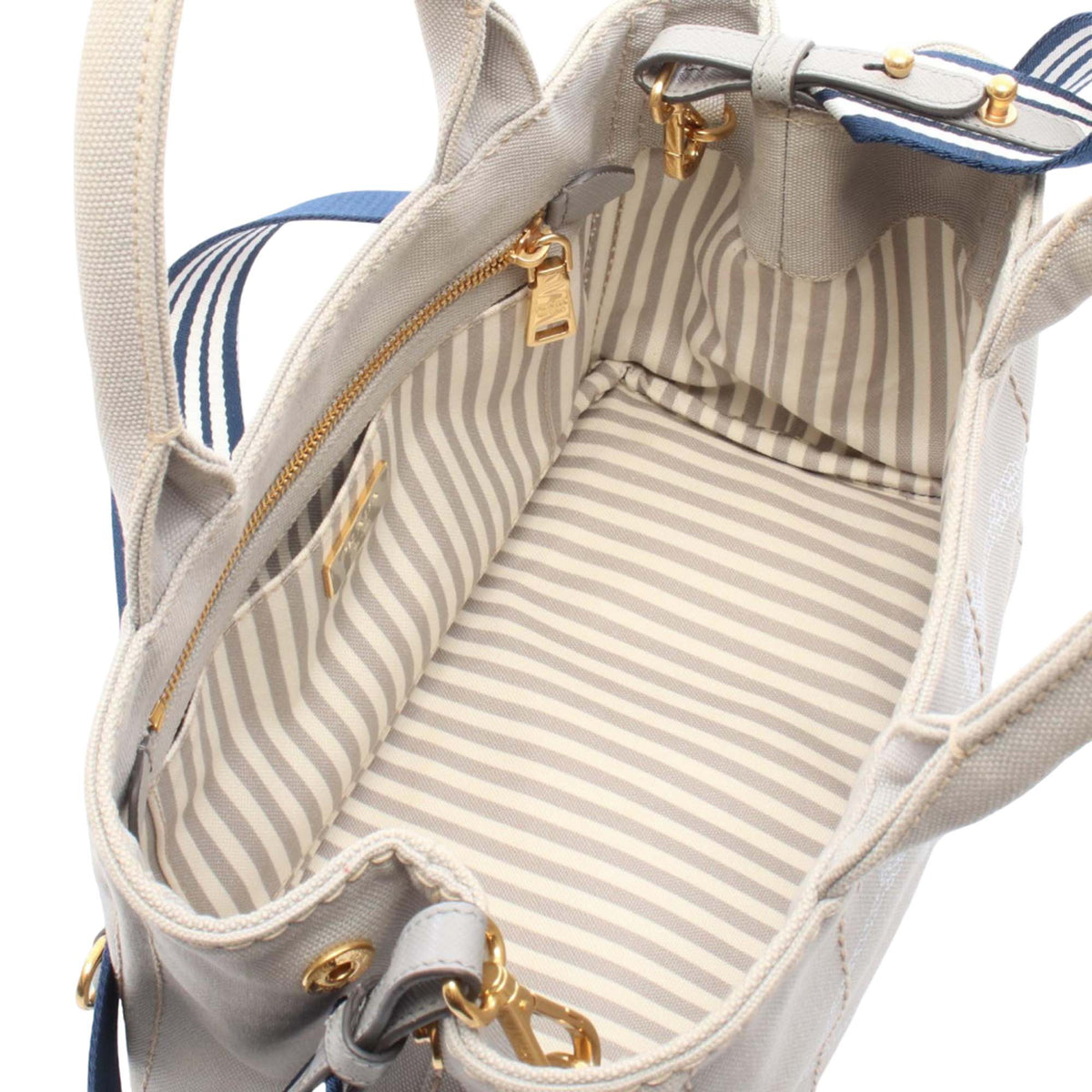 Prada Small Canvas Canapa Logo Tote — Gray