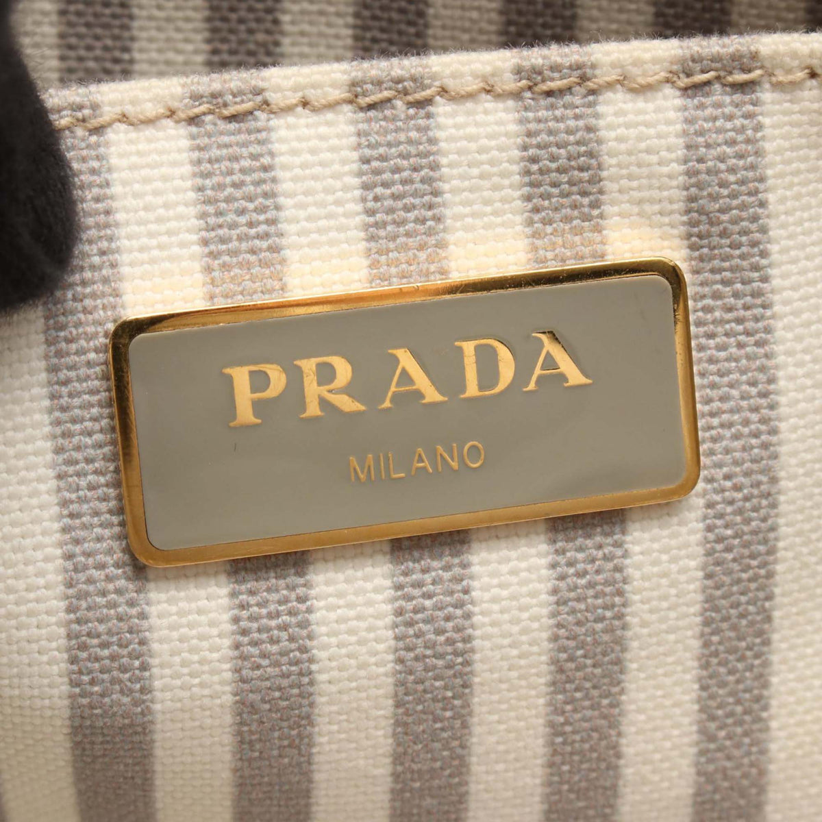 Prada Small Canvas Canapa Logo Tote — Gray