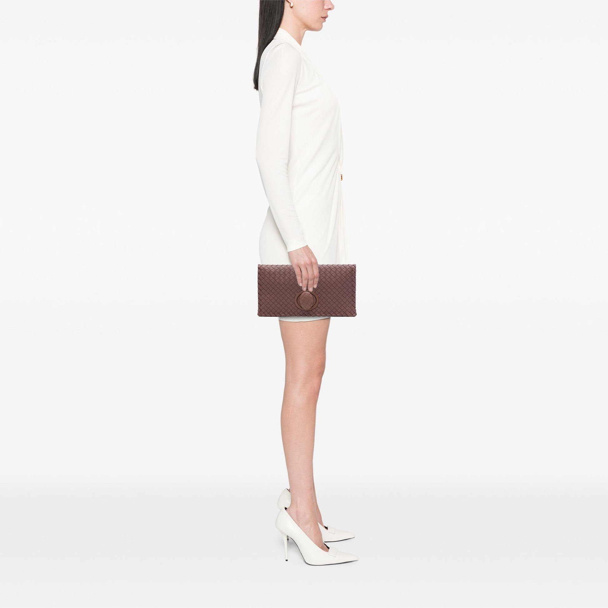 Bottega Veneta Nappa Intrecciato Turn Lock Clutch