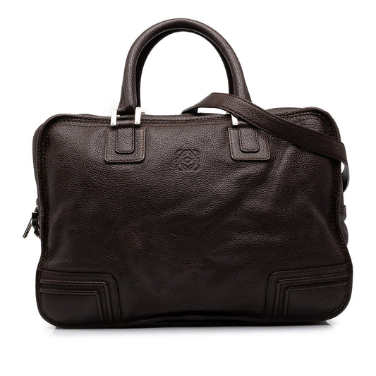 LOEWE Goatskin Amazona Business Bag — Brown