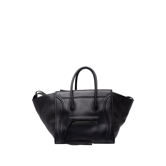 Celine Medium Leather Phantom Luggage Tote — Black
