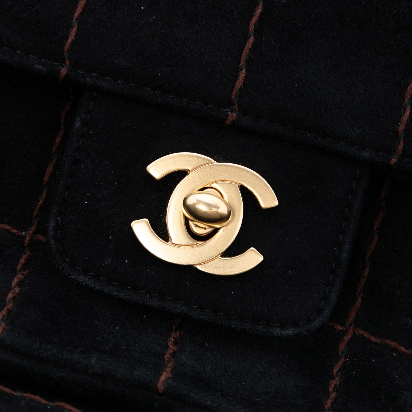 Chanel CC Choco Bar Suede Stitched Chain Flap