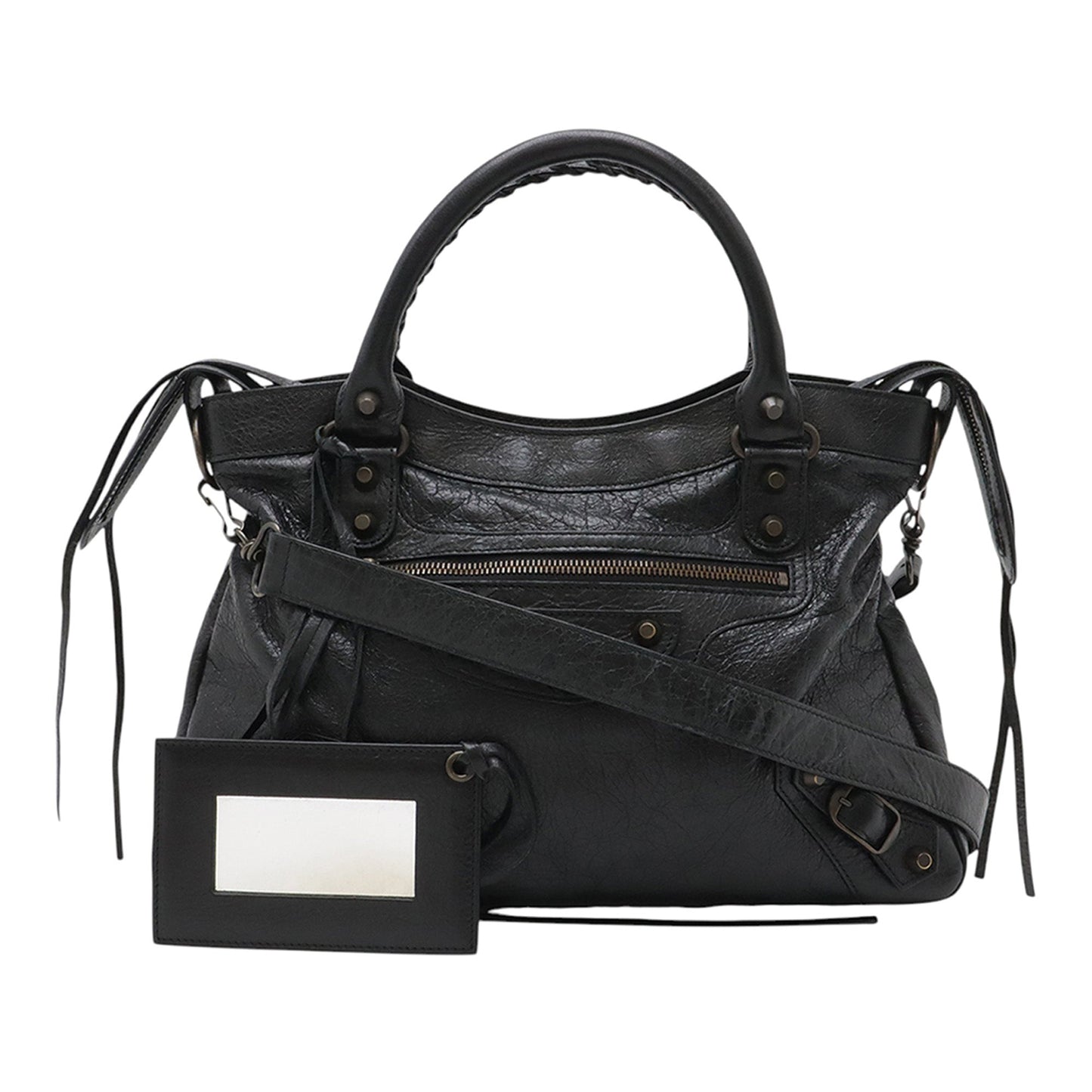 Balenciaga Lambskin Motocross Classic Town Satchel