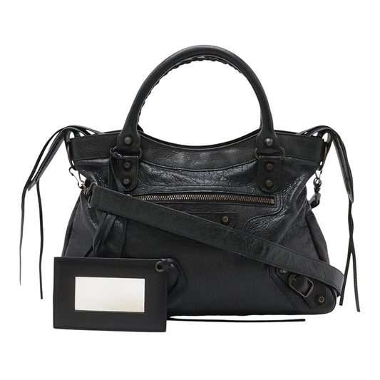 Balenciaga Lambskin Motocross Classic Town Satchel