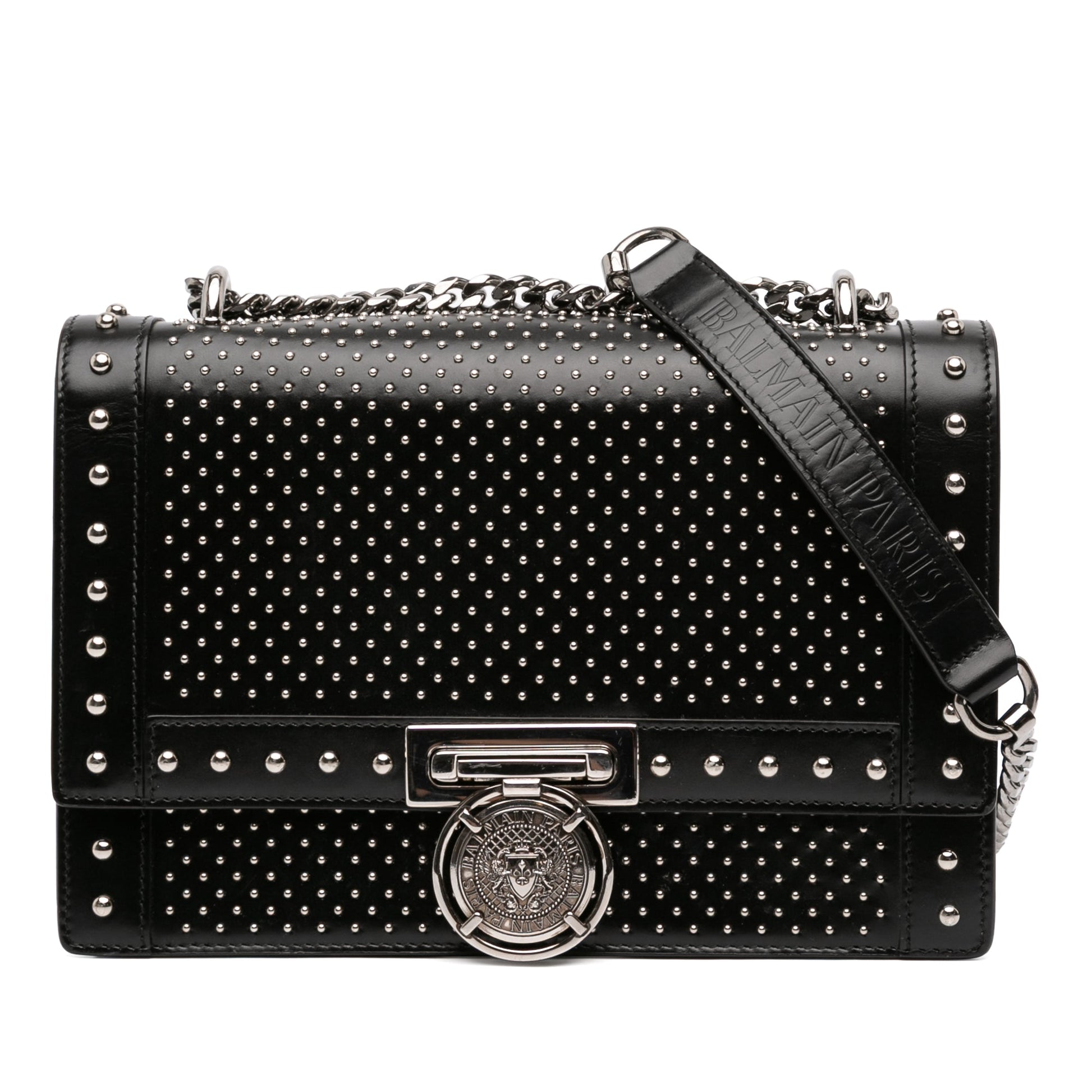 Balmain Studded Leather BBox 20 Shoulder Bag