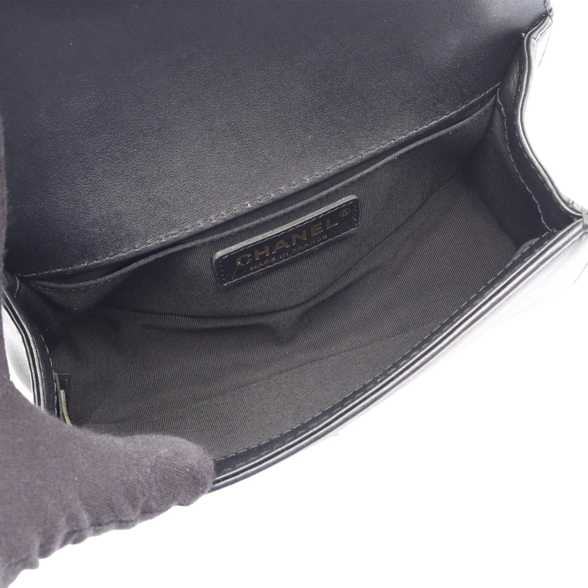 Chanel Small Tweed and Lambskin Boy Flap — Black