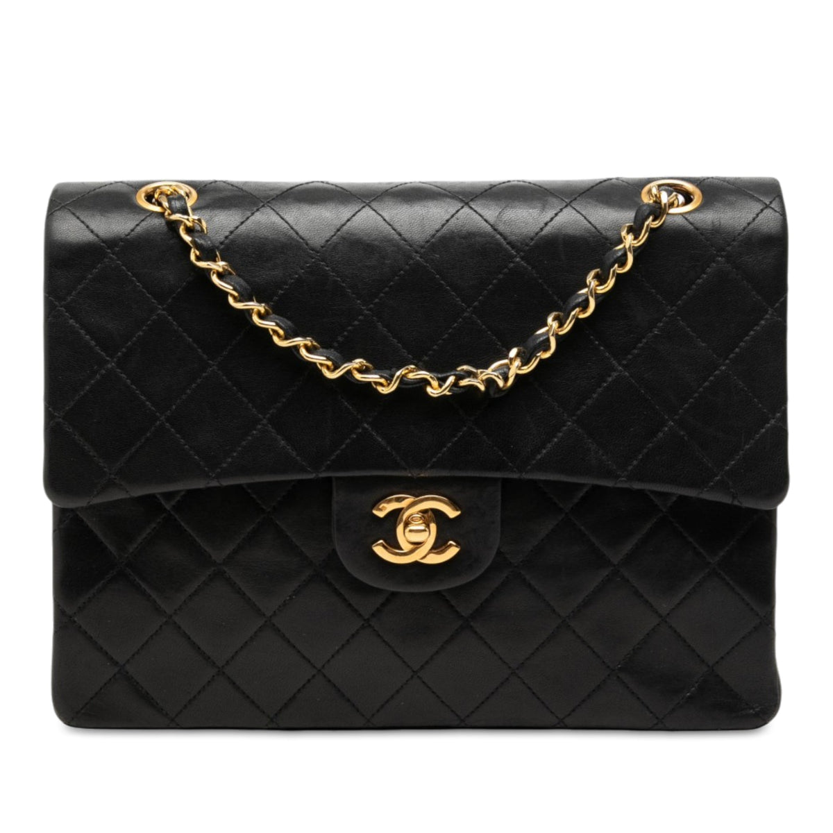 Chanel Medium Tall Classic Lambskin Double Flap — Black