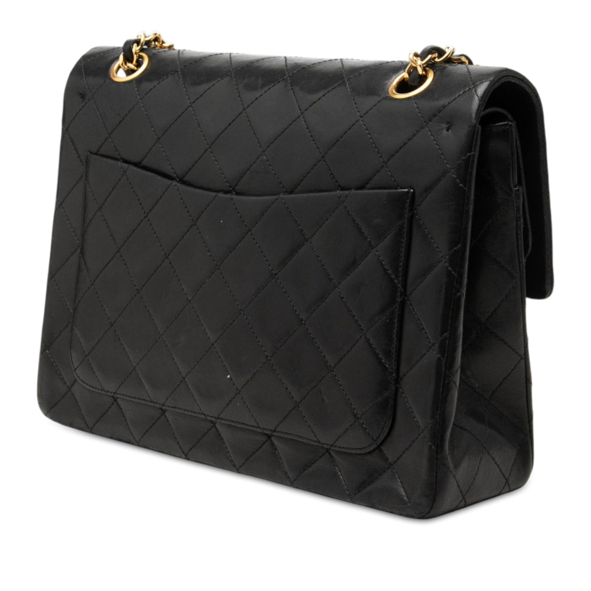Chanel Medium Tall Classic Lambskin Double Flap — Black