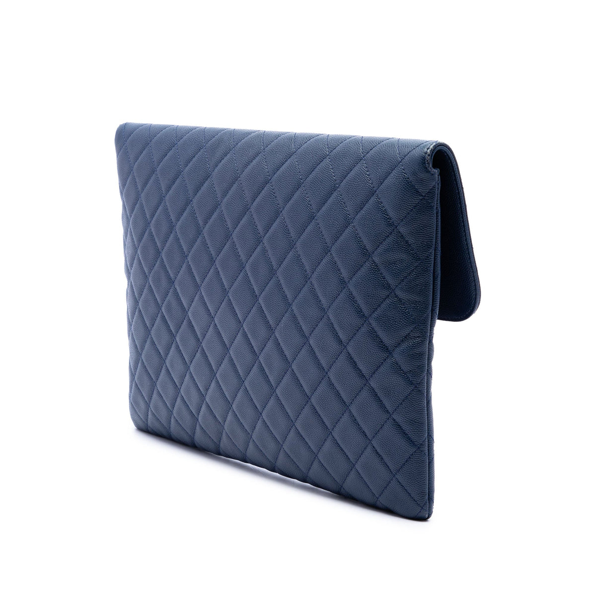 Chanel Large Quilted Caviar Golden Class O Case Clutch — Blue