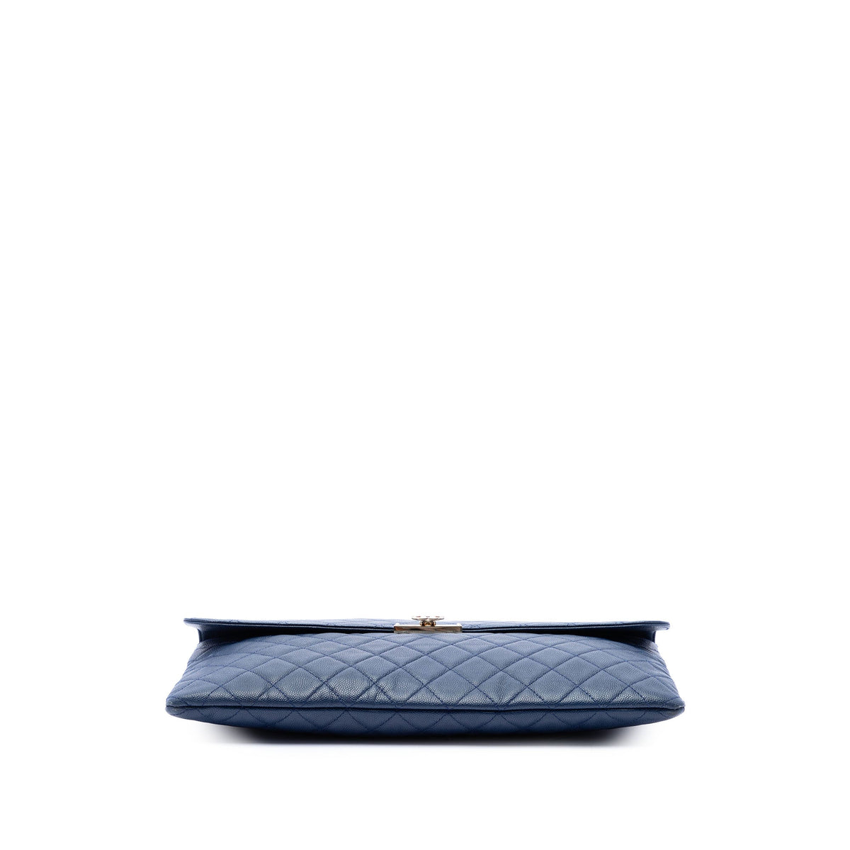 Chanel Large Quilted Caviar Golden Class O Case Clutch — Blue