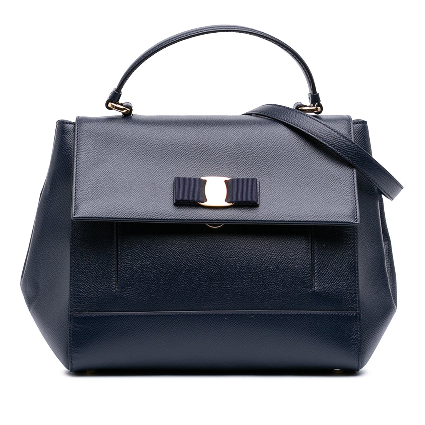 Ferragamo Leather Carrie Vara Bow Top Handle Bag