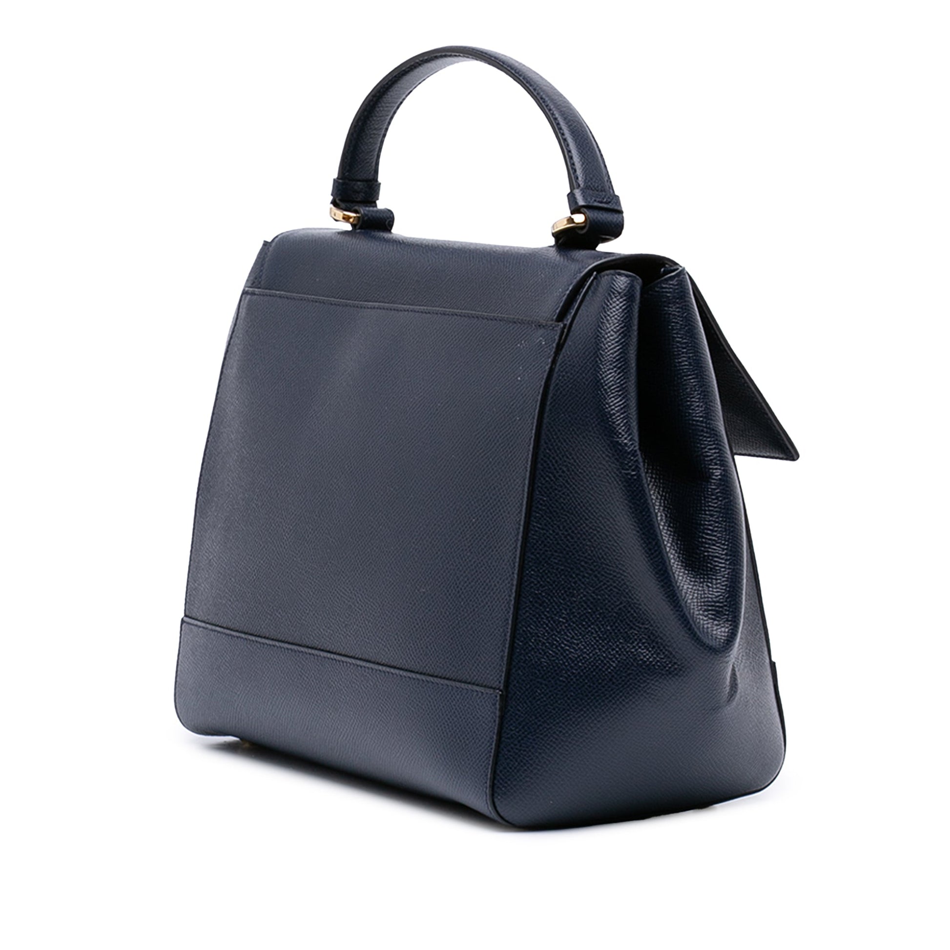 Ferragamo Leather Carrie Vara Bow Top Handle Bag