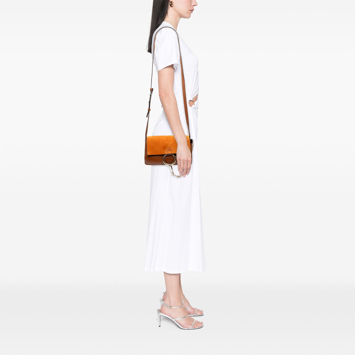 Chloé Small Suede and Calfskin Faye Crossbody — Brown