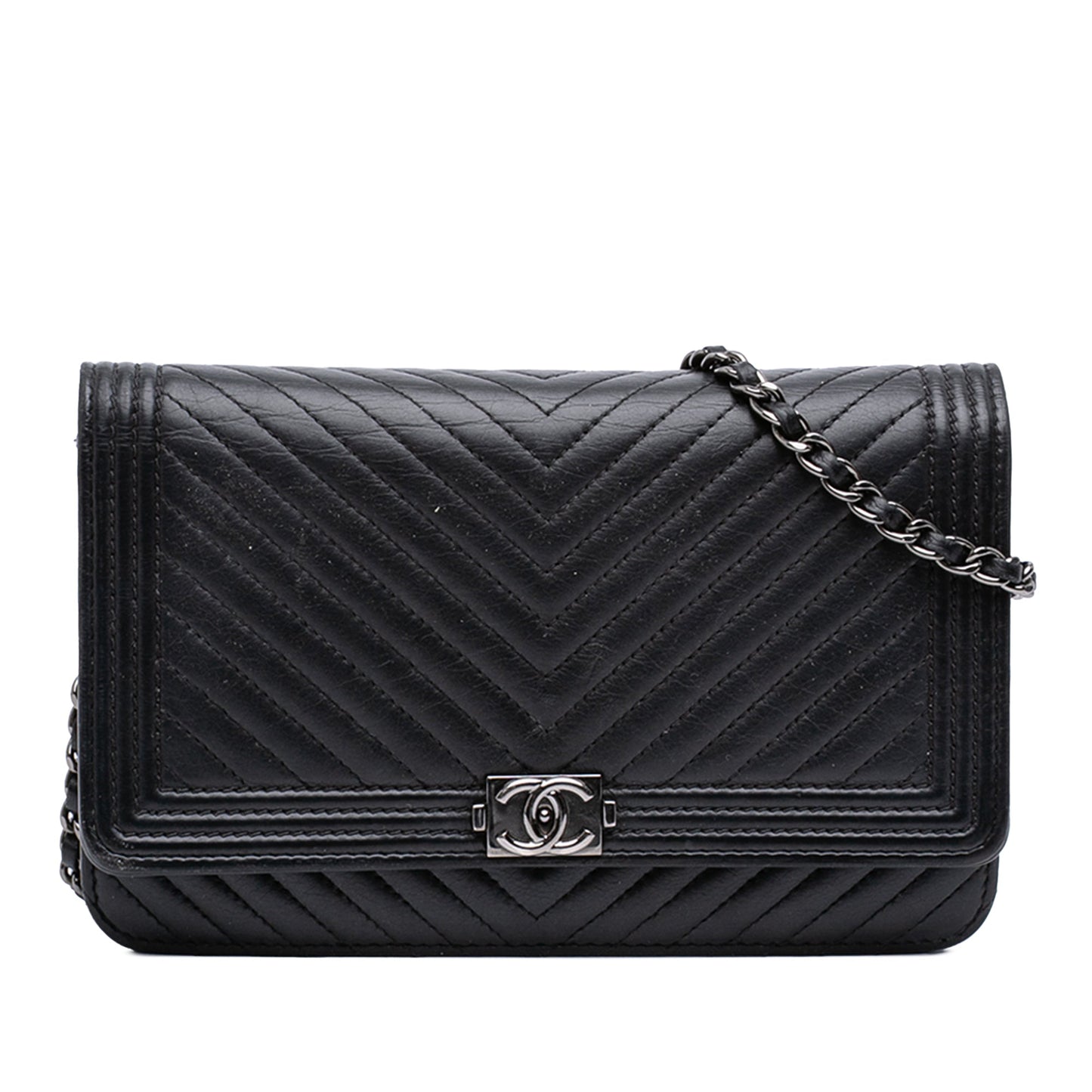 Chanel Chevron Lambskin Boy Wallet on Chain
