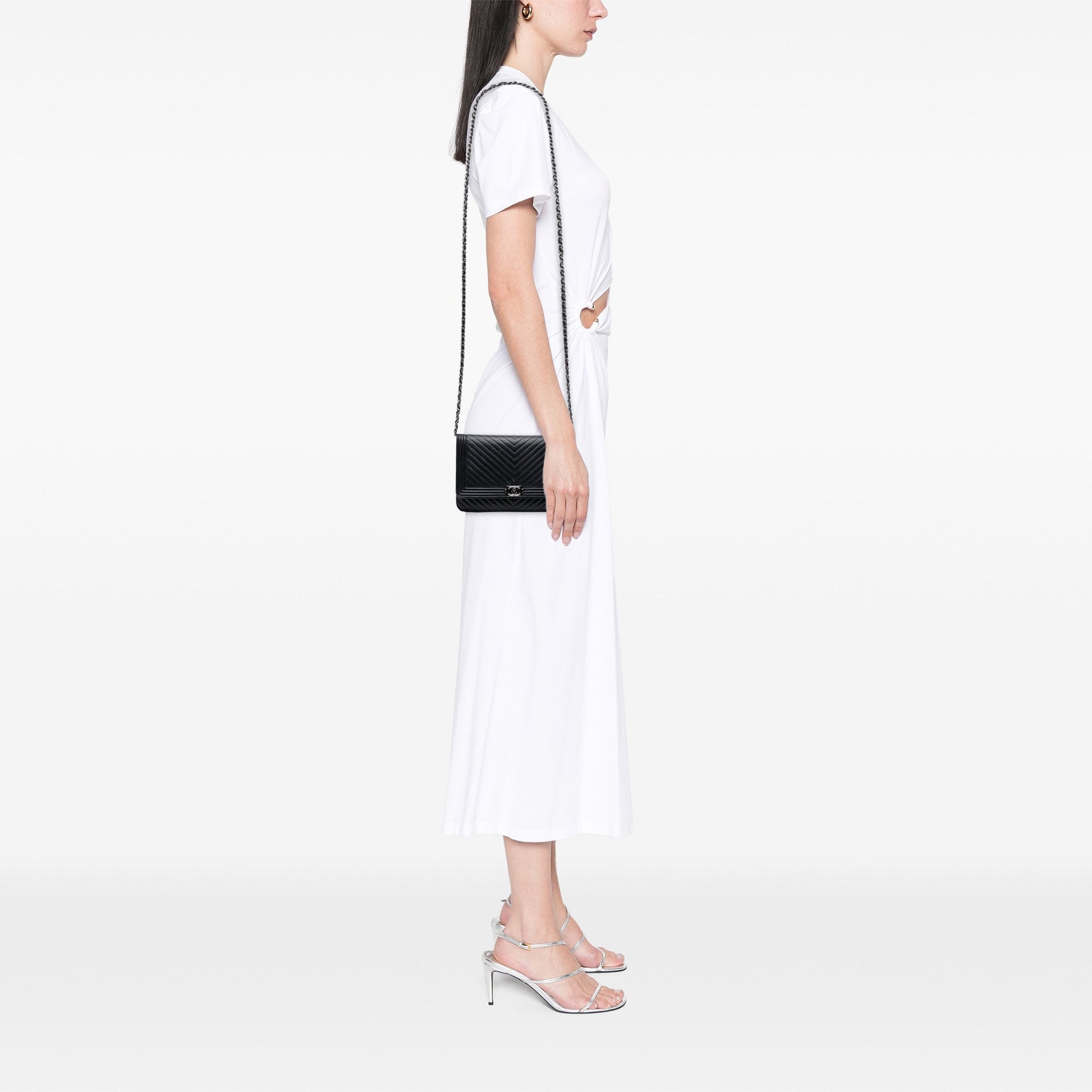 Chanel Chevron Lambskin Boy Wallet on Chain