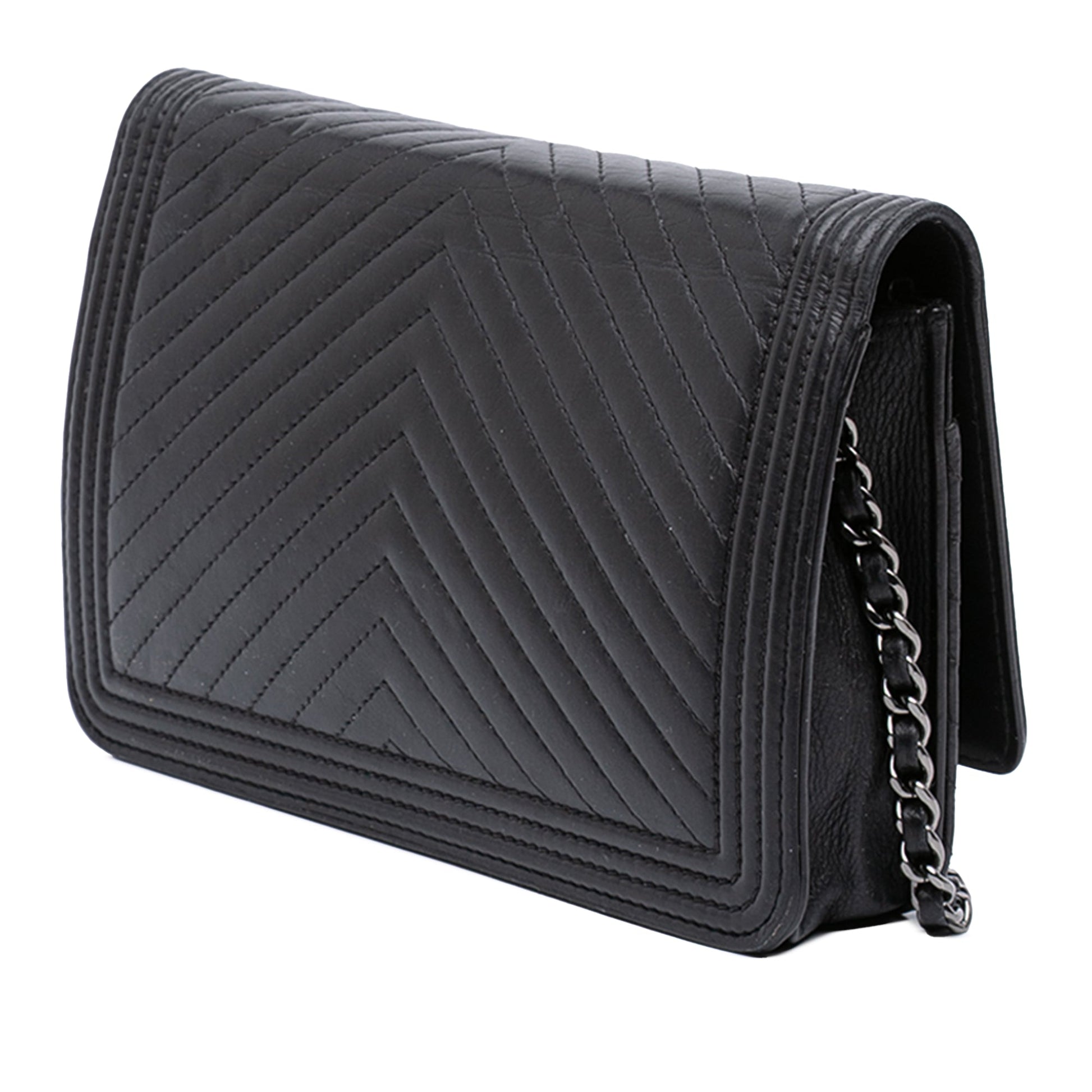 Chanel Chevron Lambskin Boy Wallet on Chain