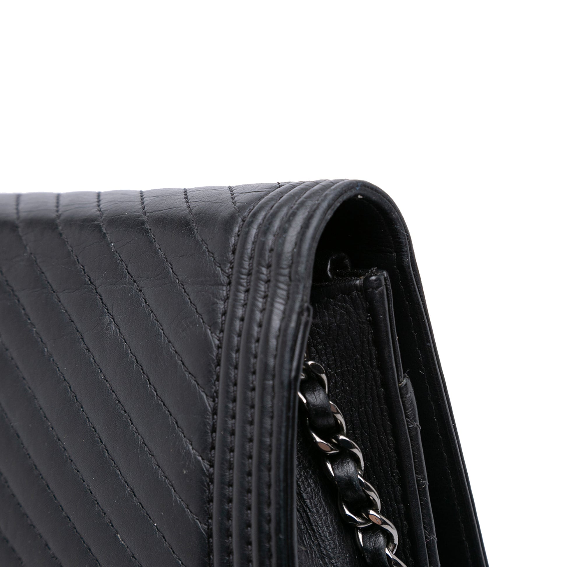 Chanel Chevron Lambskin Boy Wallet on Chain