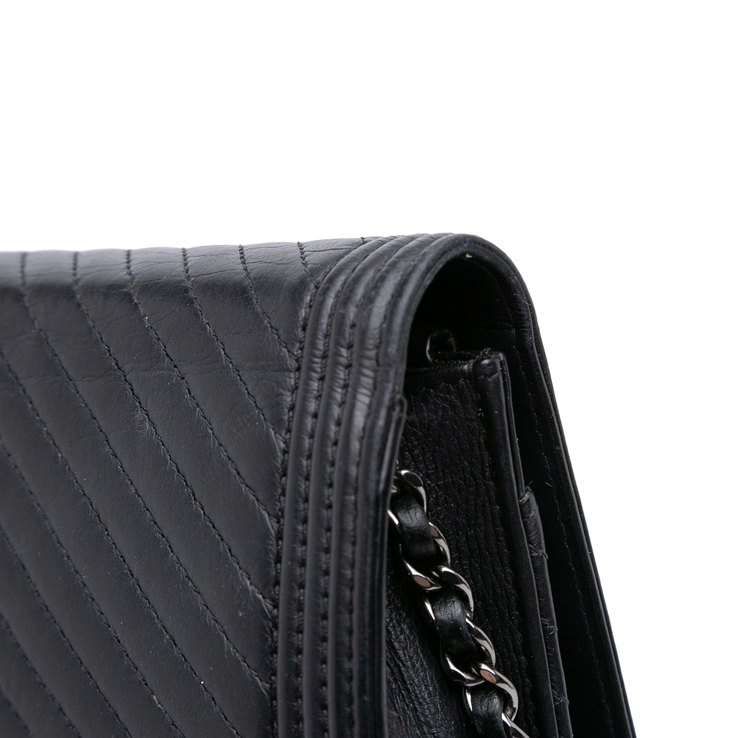 Chanel Chevron Lambskin Boy Wallet on Chain