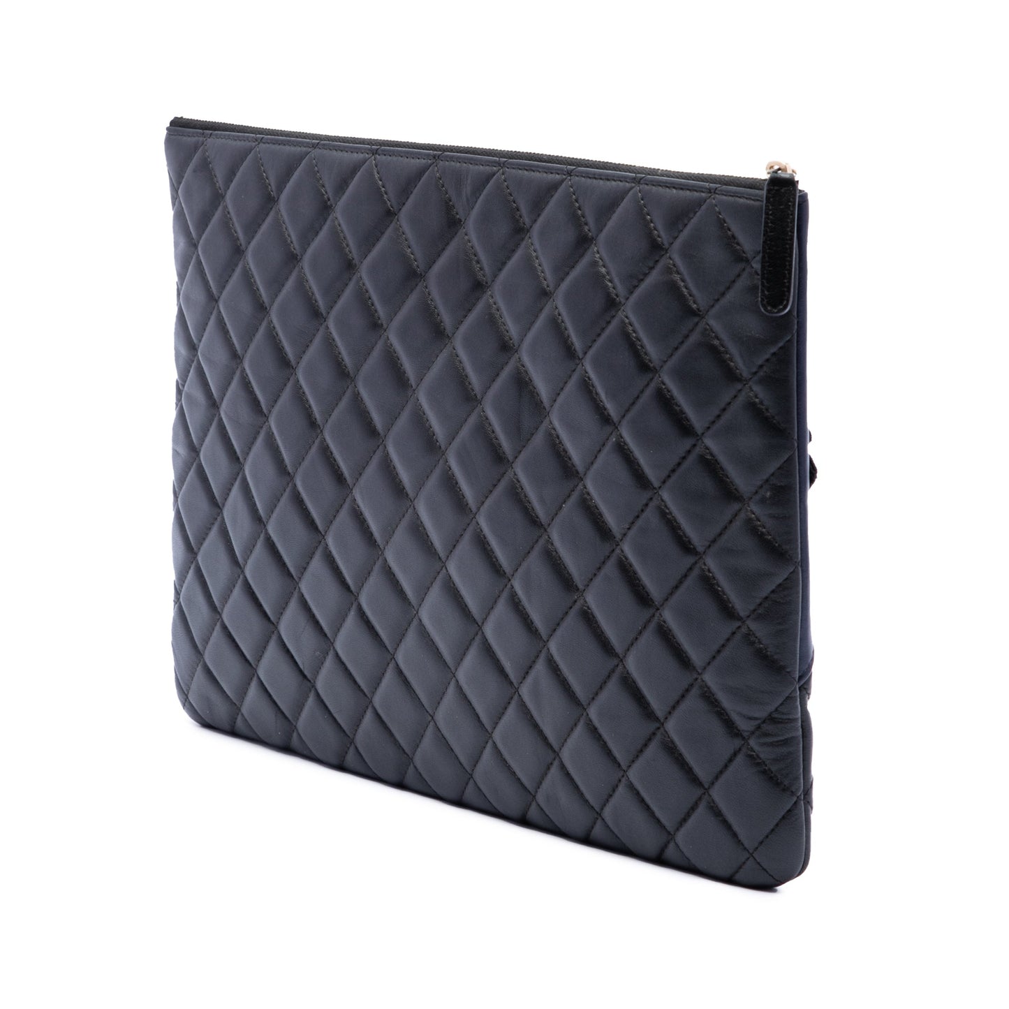 Chanel Large Quilted Lambskin Camellia O Case Clutch