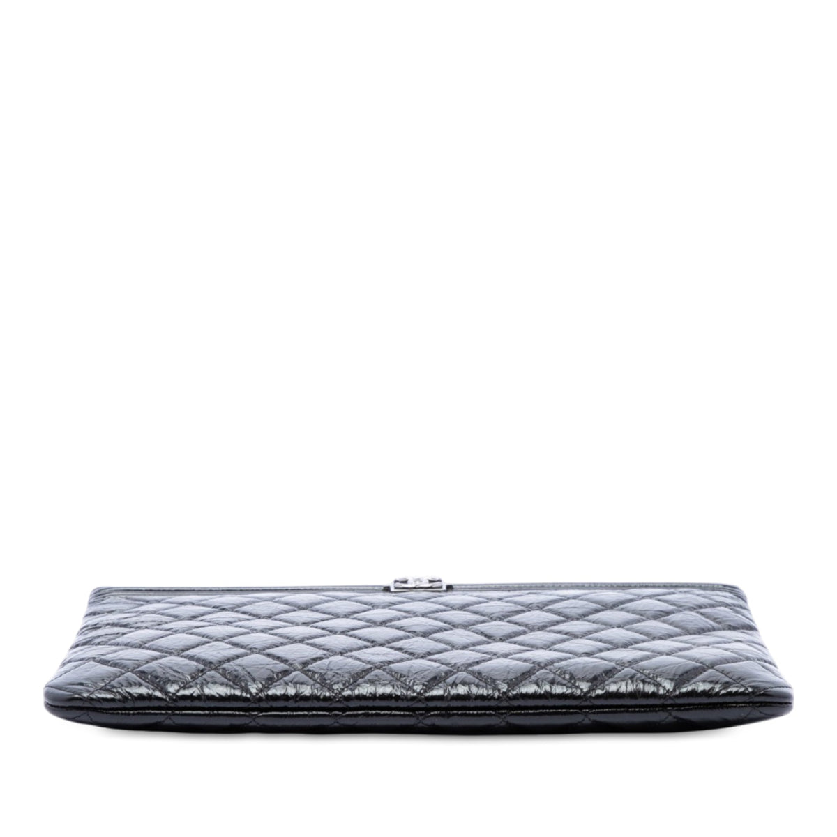 Chanel Medium Quilted Crinkled Patent Boy O Case Clutch — Black
