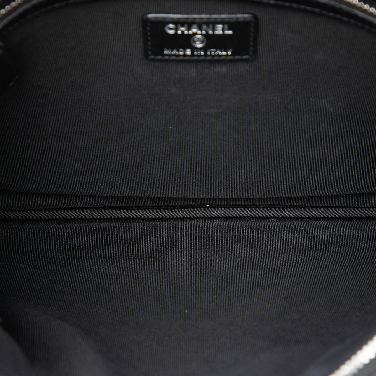 Chanel Medium Quilted Crinkled Patent Boy O Case Clutch — Black