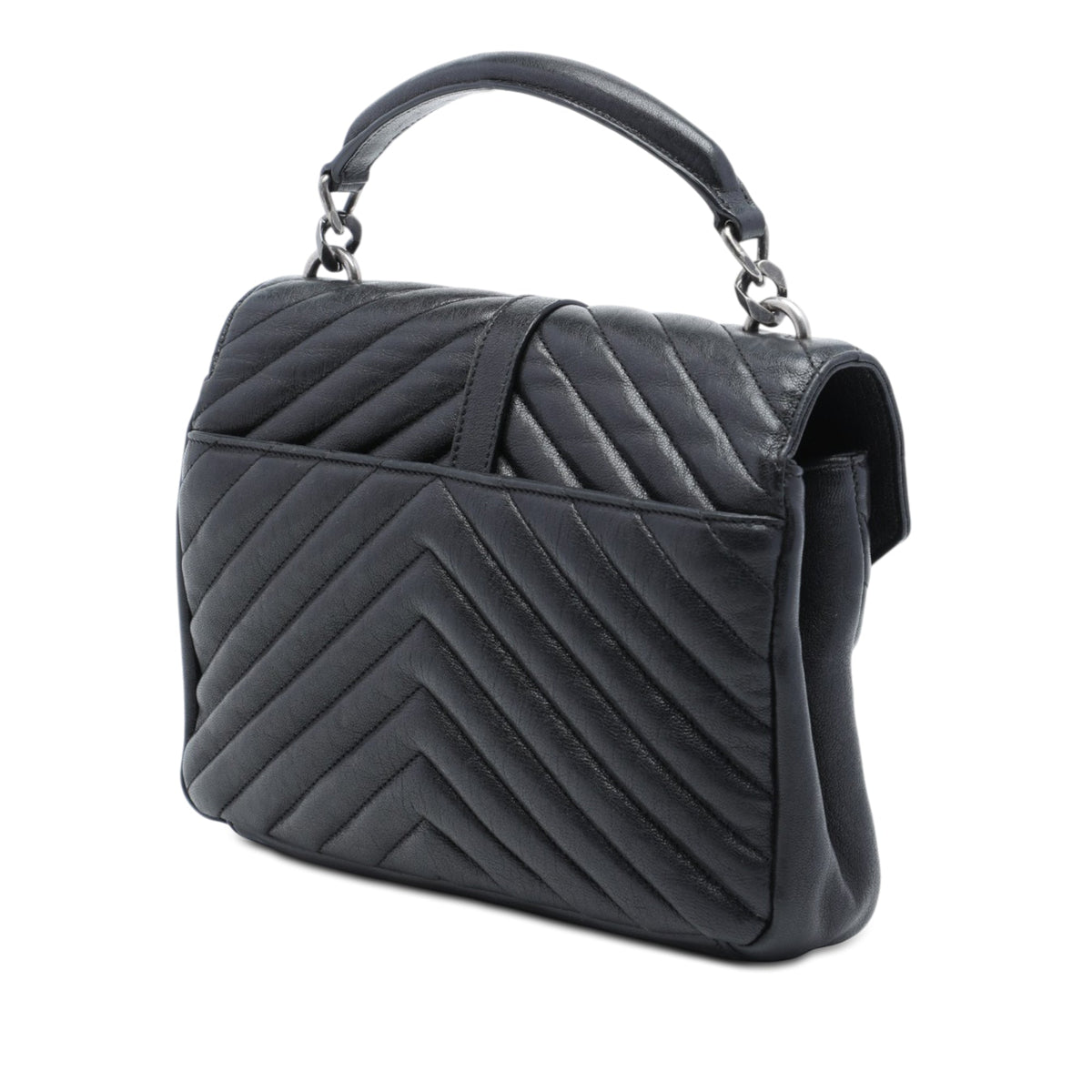 Saint Laurent Medium Chevron Sheepskin Monogram College Satchel
