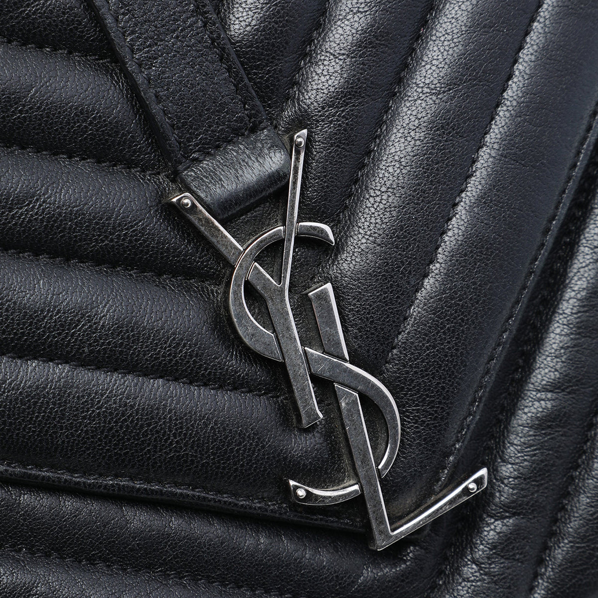 Saint Laurent Medium Chevron Sheepskin Monogram College Satchel