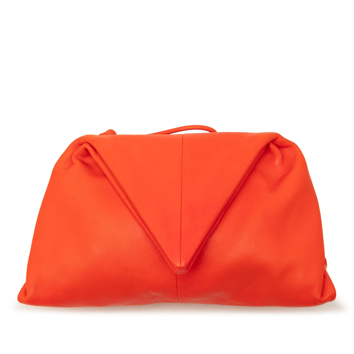 Bottega Veneta Lambskin Trine Fold Over Clutch — Orange