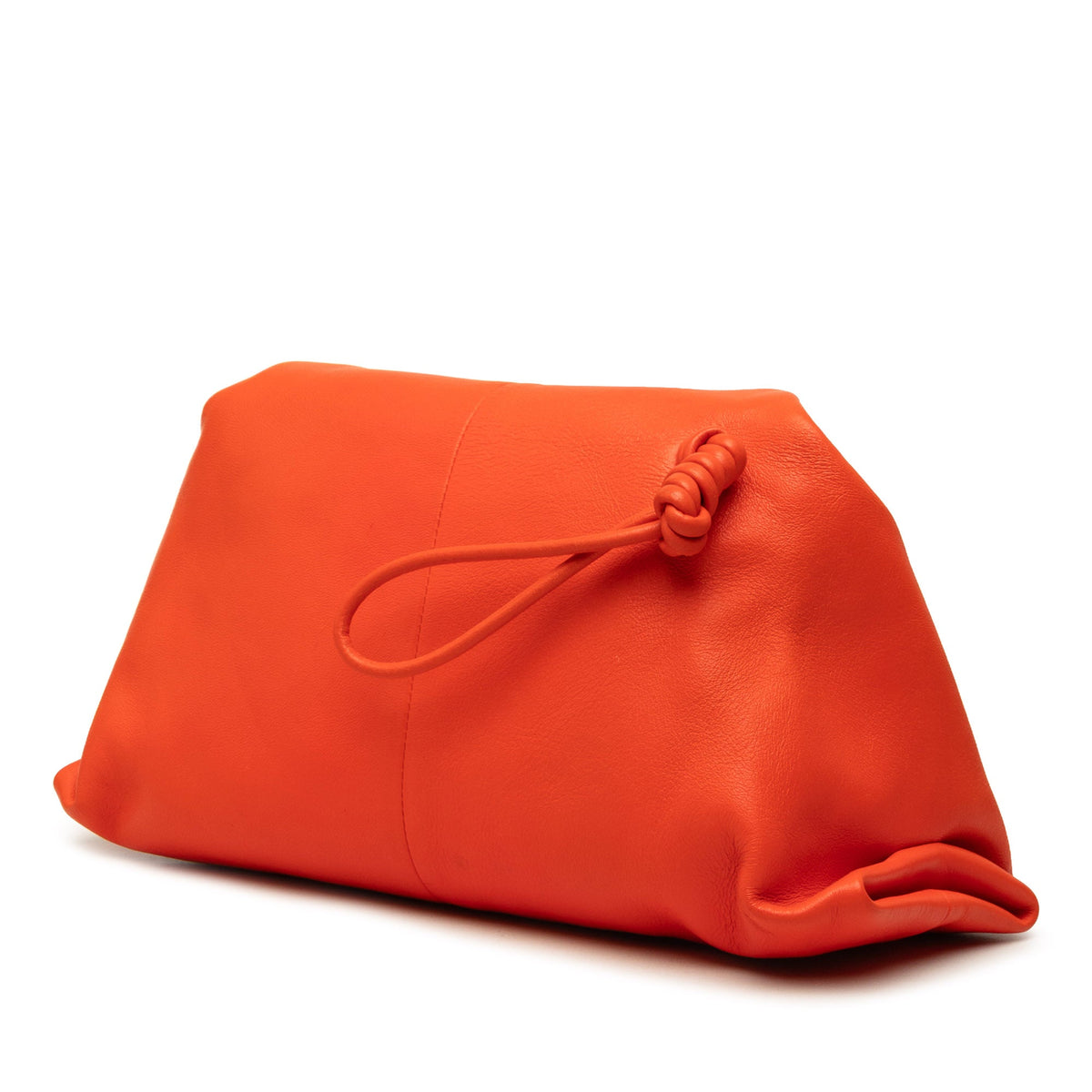 Bottega Veneta Lambskin Trine Fold Over Clutch — Orange